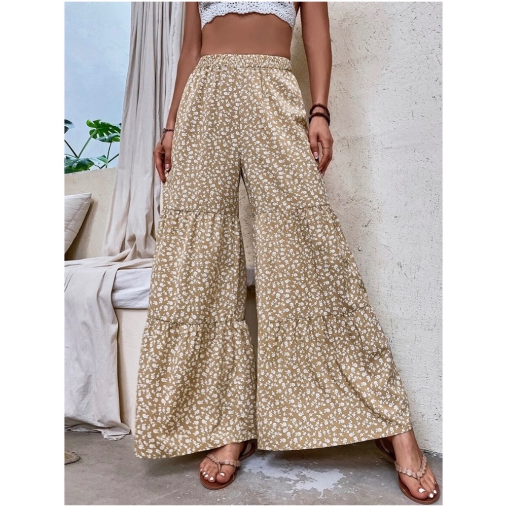 Boho Floral Print Wide leg Palazzo Lounge Pants - Picture 1 of 7